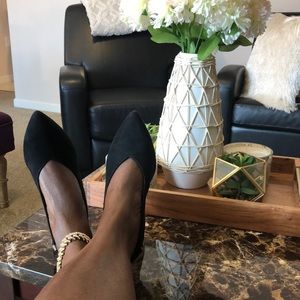 Black Open Back Heel Pumps